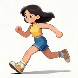 cartoonish female character running, vivid colors, character sheet, fine details, concept design, contrast, kim jung gi, greg rutkowski, trending on artstation, 8 k, full body, turnaround, front view, back view, ultra wide angle