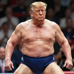 Photo of Donal Trump as a Sumo Wrestler, realism, ray tracing, 8k