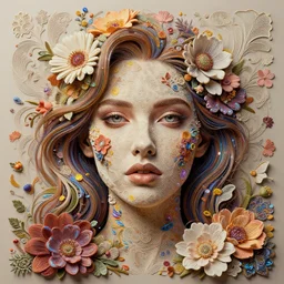 portrait of a woman made of flowers. intricate abstract. intricate artwork. by tooth wu, wlop, beeple, dan mumford. trending on artstation, greg rutkowski very coherent symmetrical artwork. cinematic, hyper realism, high detail, octane render, 8 k, iridescent accents
