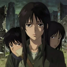 a film still of a sad archeologist girl, finely detailed features, closeup at the faces, dramatic cinematic, at ruins city, gapmoe yandere grimdark, trending on pixiv fanbox, painted by greg rutkowski makoto shinkai takashi takeuchi greg rutkowski, alphonse mucha