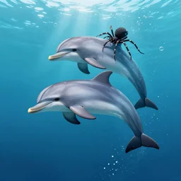 a spider made of dolphins
