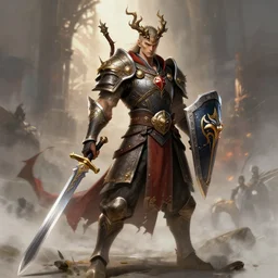 druid fighter with shield and sword