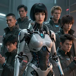 Ultra realistic portrait of a female cyborg, cyberpunk, sci-fi fantasy, dramatic lighting, cinematic, establishing shot, extremely high detail, cinematic lighting, by Yoshitaka Amano, Ruan Jia, Kentaro Miura, Artgerm, post processed, concept art, artstation, style by eddie mendoza, raphael lacoste, alex ross, 8K, unreal engine