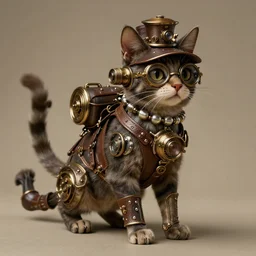a steampunk cat in the style of h. g. wells