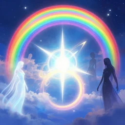 dawn of creation ; first atom ; beings of light and darkness ; ethereal plane. vibrant rainbow colors. homer simpson. by maurice sendak, stephen gammell, junji ito, dr seuss, tsutomu nihei, keith thompson, graham ingels