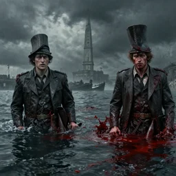 highly detailed matte painting of a holocaust on the water, blood, cinematic scene, by marc simonetti and greg rutkowski