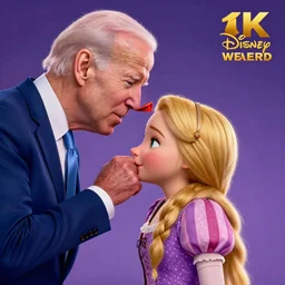 joe biden sniffing rapunzel ’ s head, highly detailed, pixar art, 8 k, realistic, disney movie poster, award winning art