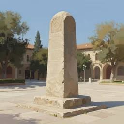 a digital painting of stone monument in the square ， by amir zand