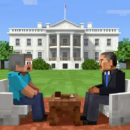 screenshot of meeting obama in the minecraft white house