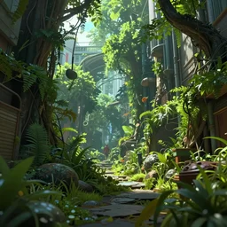 an intricate concept art illustration of an undergrowth tokyo street, mad max inspired, anime style, global illumination, digital art, photorealistic movie still, style ivan talavera and artgerm, hyper realistic, shallow depth of field, photorealistic, octane render, trending on artstation, cgsociety, cinematic light, 8 k