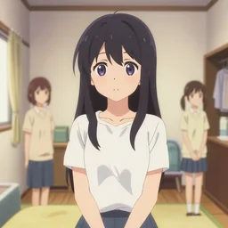 anime background of a girls room, medium shot