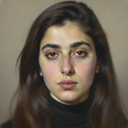 realistic portrait of golshifteh farahani, painted by lucian freud, high quality, high detail
