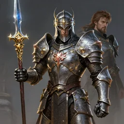 paladin and spirit shield, spear with the stars, art by artgerm and greg rutkowski and dan mumford, portrait, dnd, highly detailed, digital painting, sharp focus, illustration