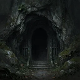 the entrance to the foreboding cave, digital painting, featured on artstation, dark and mysterious coloring