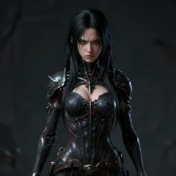 photorealistic full shot portrait of angry darkness anime girl, inspired by Giger, detailed, unreal engine 4k