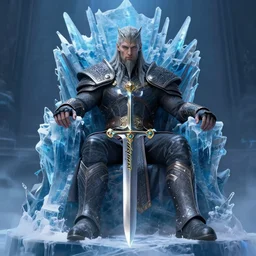 the lich king with his mourneblade sitting on the frozen throne artwork by mendoza eddie, trending on artstation