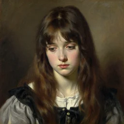 a portrait of a sorrowful anime girl, painting by gaston bussiere, craig mullins, j. c. leyendecker