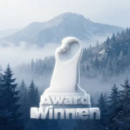 award - winning white to blue highly detailed perfectly defined digital art misty landscape forest mountainous trending on artstation