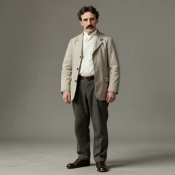 ultra realistic full body digital potrait of Nikola Tesla Nikola Tesla, full body, 4k, hypermaximalist, detailed