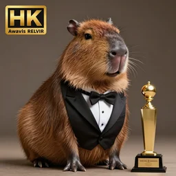 an anthro capybara wearing a tuxedo suit, photorealistic, 4K, award-winning
