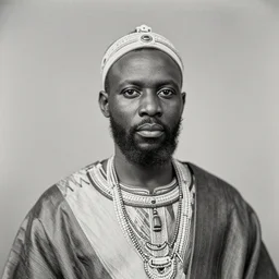 high quality portrait of a west african tribal chief, daguerreotype, 1 8 9 0.