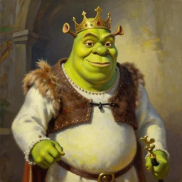 shrek is crowned as the byzantine emperor, oil on canvas, 1 8 9 3, high quality, high resolution