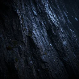 a wet mountainous rock cliff face, octane render, at night
