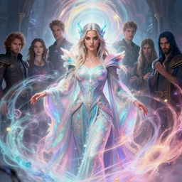 mila kunis, wind sorcerer, intricate robes, gloomhaven, luminescent, colorful swirly magic ripples, pastel colors, by greg manchess, huang guangjian, gil elvgren, sachin teng, greg rutkowski, jesper ejsing, ilya kuvshinov, focal length : 2 0 0. 0 mm