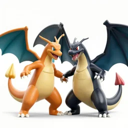 realistic blastoise fighting a black charizard