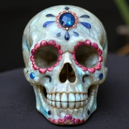 day of the dead skull made of labradorite