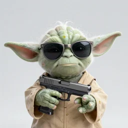 yoda with a glock wearing shades