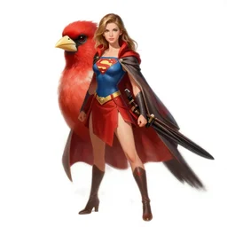 red-browed finch themed female superhero, concept art,