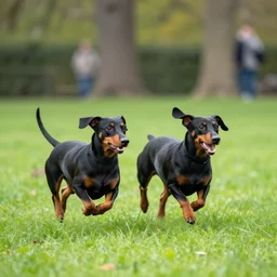 daschunds running in a park in berlin, goro fujita