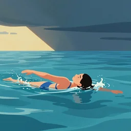 swimming in a sea of incredible joy, a simple textured vector based illustration, critical detail, contrasting colors, sharp focus, atmospheric dreamscape painting, wlop by ( goro fujita and picasso )