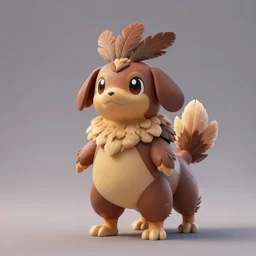 a cute earth type pokemon, dog with brown feathers, highly detailed digital art, 3 d perspective, award - winning illustration, aesthetic, smooth, pokemon style, made by greg rutkowski