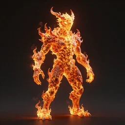 Elemental creature made of fire, Octane Render, trending on ArtStation