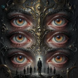 epic professional digital art of hungry eyes, atmospheric lighting, painted, complex, detailed, sinister background, works by artgerm, greg rutkowski, leesha hannigan, wayne haag, reina rocin, ignacio fernandez rios, mark ryden, iris van herpen, epic, stunning, magnificent, very wow, cinematic, masterpiece, complex, with a clear focus, trending on artstation