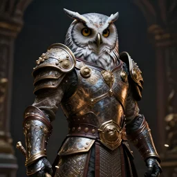 warrior with owl armour, highly detailed, dramatic lighting, cinematic, 4k