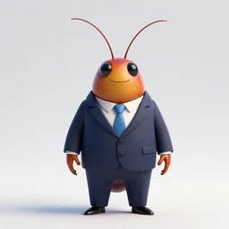 colorful full body shot of an anthropomorphic cockroach wearing a suit, with long thin antennae, trending on artstation, trending on deviantart ,cinematic backlighting, 8k, symmetrical, correct proportions, hyper detail illustration by tim schafer, by peter chan, vibrant colors, by pixar, orange lights, pink shadows