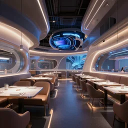 futuristic meta augmented reality restaurant interior render octane - w 1 0 2 4