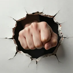 Cash fist breaking through wall, Masterpiece , ultra realistic, ultra detailed, concept art, trending on artstation , by Greg rutkowski