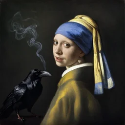 painting of smoking ravens, Johannes Vermeer