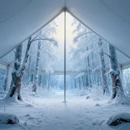 inside a huge tent with an ice forest inside by gerald brom, art, 4 k, masterpiece, ambient light