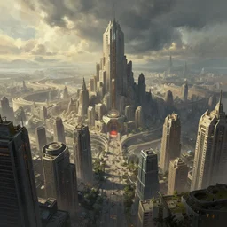 great city at the end of time after the Great Warping, a sci-fi digital painting by Greg Rutkowski and James Gurney, trending on Artstation