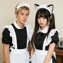 justin bieber wearing a maid outfit, egirl maid, catgirl justin bieber