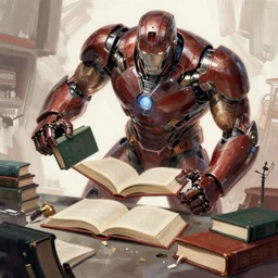 enviroment concept art of ultron stealing books by jama jurabaev, trending on artstation, high quality, brush stroke, for aaa game