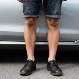 car with human legs
