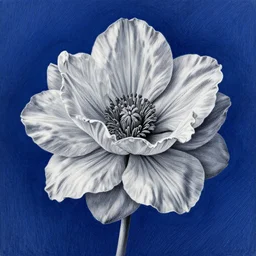 highly detailed beautiful photography of flower, sharp focus, dramatic, dynamic, lighting, elegant, blue background, harmony, beauty, masterpiece, by durero, by kim jung gi, pencil draw