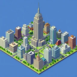 New York in SimCity2000 style. isometric. retro. pixelart. maxis.