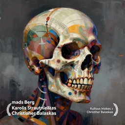 portrait of a zombie skull, colorful, modern art deco, mads berg, karolis strautniekas, christopher balaskas, stippled light, fog, moody, fine texture, editorial illustration, dramatic lighting, dynamic composition, detailed, matte print, dynamic perspective, muted color